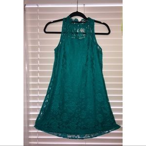 High Neck Shift Lace Dress